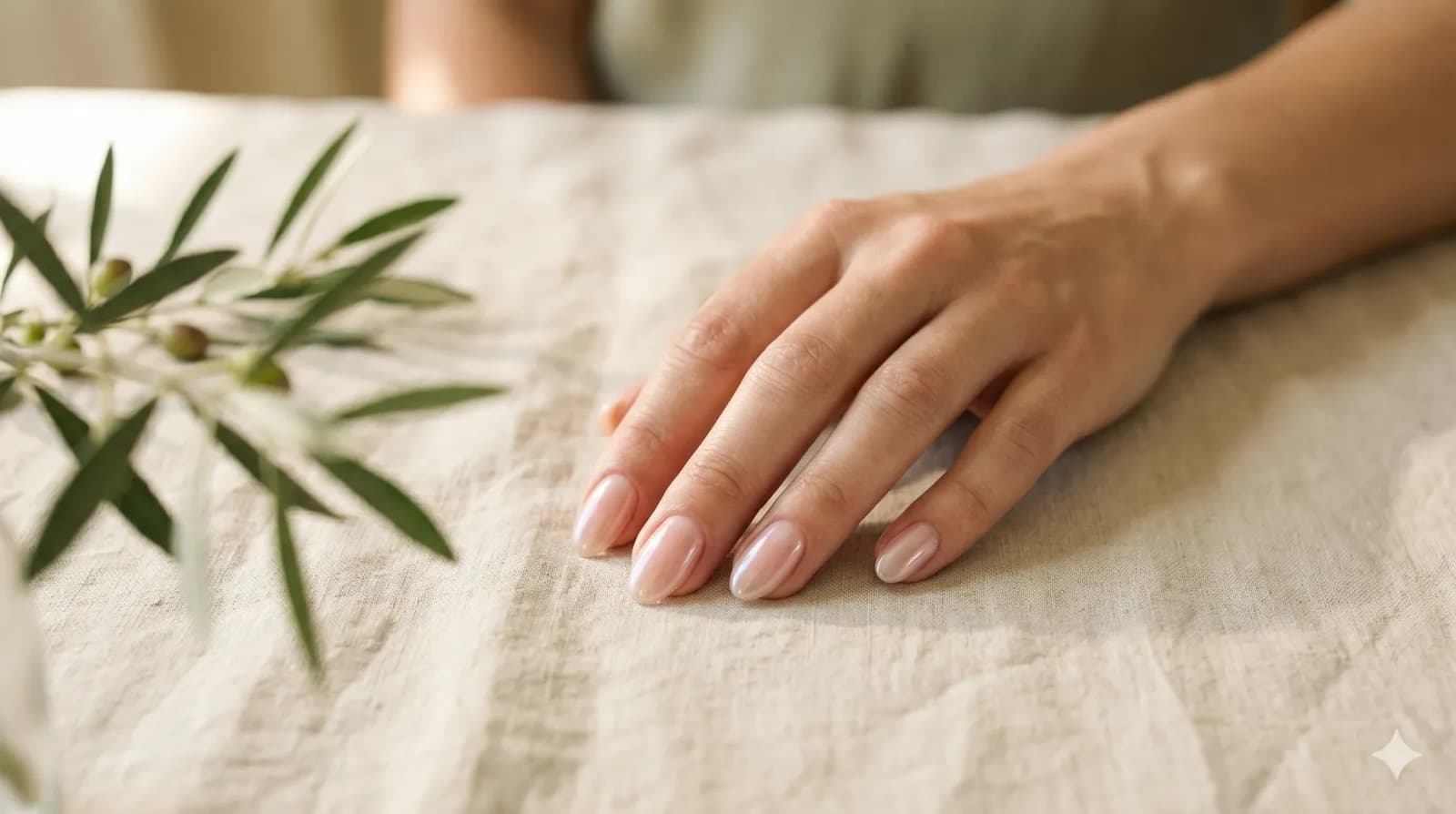 Glazed-Jelly-Maniküre in Milky Pink mit Perlmuttschimmer