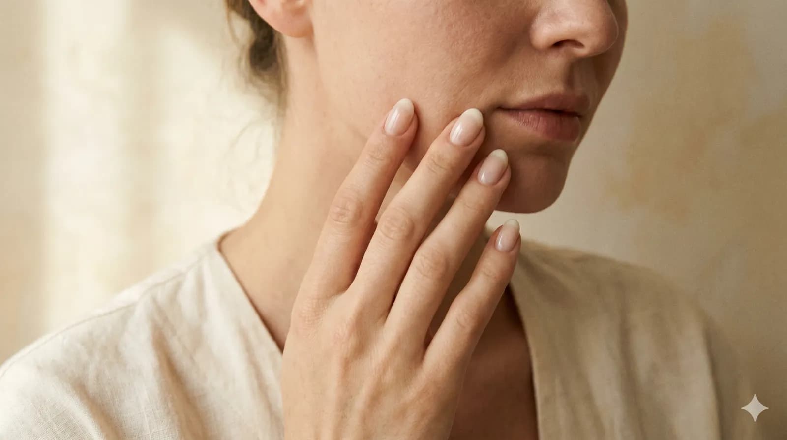 Soft French manicure with a milky nude base and diffused tip